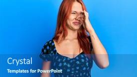  Presentation with bad breath - Audience pleasing presentation design consisting of young-beautiful-redhead-woman-wearing backdrop and a ocean colored foreground