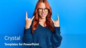  Presentation with blue music - Presentation featuring young-beautiful-redhead-woman-wearing background and a ocean colored foreground