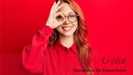  Presentation with eye - Beautiful presentation theme featuring young-beautiful-redhead-woman-wearing backdrop and a red colored foreground
