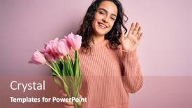  Presentation with romantic - Colorful PPT theme enhanced with young-beautiful-romantic-woman backdrop and a coral colored foreground