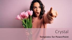  Presentation with curly hair - PPT layouts enhanced with young-beautiful-romantic-woman background and a soft green colored foreground