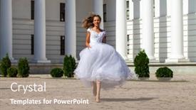  Presentation with prom - Cool new PPT theme with young-beautiful-schoolgirl-in-ballroom backdrop and a coral colored foreground