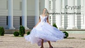  Presentation with prom - Beautiful slide set featuring young-beautiful-schoolgirl-in-ballroom backdrop and a light gray colored foreground