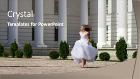  Presentation with prom - Beautiful slide deck featuring young-beautiful-schoolgirl-in-ballroom backdrop and a gray colored foreground
