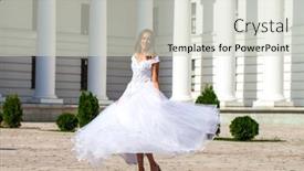  Presentation with prom - Cool new slides with young-beautiful-schoolgirl-in-ballroom backdrop and a soft green colored foreground