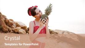  Presentation with sexy girl - Amazing slide deck having young beautiful sexy pin up girl biting pineapple outdoors backdrop and a coral colored foreground