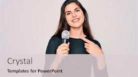  Presentation with performer - PPT layouts with young-beautiful-singer-performer-girl background and a light gray colored foreground