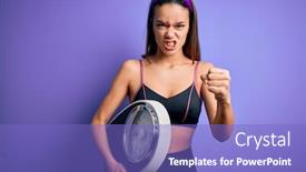  Presentation with sport - Beautiful slide deck featuring young-beautiful-slim-sporty-girl backdrop and a violet colored foreground