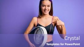  Presentation with sport - Colorful slide deck enhanced with young-beautiful-slim-sporty-girl backdrop and a violet colored foreground