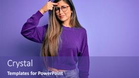  Presentation with acne woman - Theme having young-beautiful-smart-woman-wearing background and a violet colored foreground