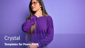  Presentation with infection - Beautiful PPT layouts featuring young-beautiful-smart-woman-wearing backdrop and a violet colored foreground