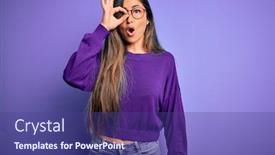  Presentation with smart - Presentation design having young-beautiful-smart-woman-wearing background and a violet colored foreground