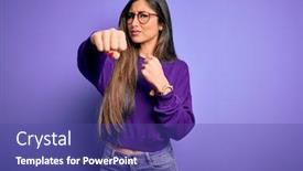  Presentation with violence woman - Colorful presentation theme enhanced with young-beautiful-smart-woman-wearing backdrop and a violet colored foreground