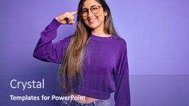  Presentation with young woman wearing boxer gloves - Amazing PPT layouts having young-beautiful-smart-woman-wearing backdrop and a violet colored foreground