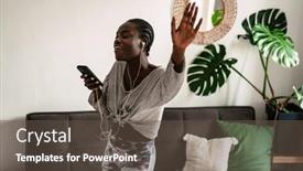  Presentation with african music - PPT theme having young-beautiful-smiling-african-woman background and a  colored foreground