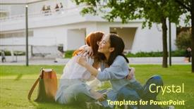  Presentation with asian - PPT theme enhanced with young-beautiful-smiling-asian-girl background and a tawny brown colored foreground