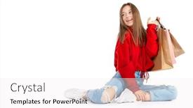  Presentation with beautiful young girl red - Presentation theme featuring young-beautiful-smiling-girl background and a white colored foreground