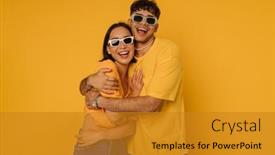  Presentation with beautiful black women smiling - Slide set having young-beautiful-smiling-happy-stylish background and a gold colored foreground