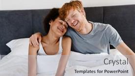  Presentation with closed - PPT theme enhanced with young-beautiful-smiling-interracial-couple background and a  colored foreground