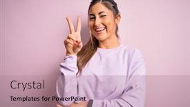  Presentation with victory sport - Slide set featuring young-beautiful-sport-woman-wearing background and a coral colored foreground