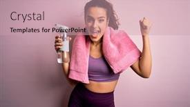  Presentation with curly hair - Colorful PPT layouts enhanced with young-beautiful-sportswoman-with-curly backdrop and a coral colored foreground