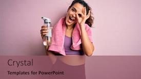  Presentation with curly hair - Colorful PPT theme enhanced with young-beautiful-sportswoman-with-curly backdrop and a violet colored foreground