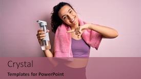  Presentation with curly hair - PPT layouts featuring young-beautiful-sportswoman-with-curly background and a violet colored foreground