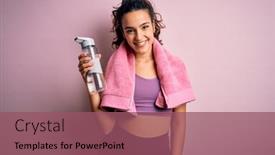  Presentation with curly hair - PPT layouts featuring young-beautiful-sportswoman-with-curly background and a violet colored foreground