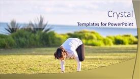  Presentation with yoga - Slides having young-beautiful-sportwoman-practicing-yoga background and a sky blue colored foreground
