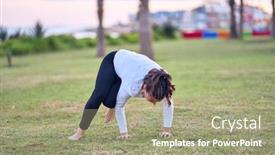  Presentation with yoga - Theme featuring young-beautiful-sportwoman-practicing-yoga background and a mint green colored foreground