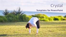  Presentation with yoga - Slide set featuring young-beautiful-sportwoman-practicing-yoga background and a sky blue colored foreground