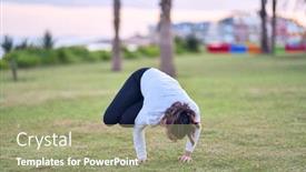  Presentation with yoga - Theme featuring young-beautiful-sportwoman-practicing-yoga background and a mint green colored foreground