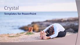  Presentation with fold - Audience pleasing PPT theme consisting of young-beautiful-sportwoman-practicing-yoga backdrop and a sky blue colored foreground