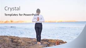  Presentation with prayer - Slide deck featuring young-beautiful-sportwoman-practicing-yoga background and a sky blue colored foreground