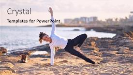  Presentation with coach - Beautiful PPT theme featuring young-beautiful-sportwoman-smiling-happy backdrop and a lemonade colored foreground