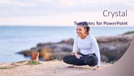  Presentation with crow - Amazing slide set having young-beautiful-sportwoman-smiling-happy backdrop and a sky blue colored foreground