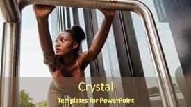  Presentation with railing - Slide set enhanced with young-beautiful-sporty-calm-african background and a tawny brown colored foreground