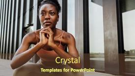  Presentation with modern building - Slide deck featuring young-beautiful-sporty-calm-african background and a tawny brown colored foreground