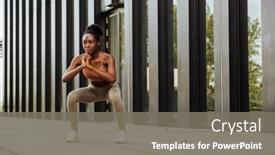  Presentation with modern building - PPT layouts enhanced with young-beautiful-sporty-calm-african background and a gray colored foreground