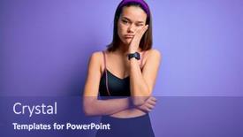  Presentation with sport - PPT theme featuring young-beautiful-sporty-girl-doing background and a ocean colored foreground