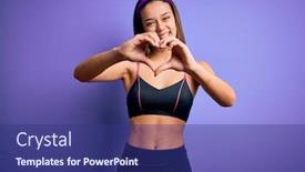  Presentation with purple heart - Cool new PPT theme with young-beautiful-sporty-girl-doing backdrop and a navy blue colored foreground