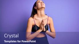  Presentation with praying hands - Presentation consisting of young-beautiful-sporty-girl-doing background and a ocean colored foreground