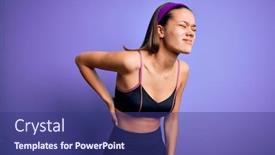  Presentation with back pain - Presentation theme with young-beautiful-sporty-girl-doing background and a navy blue colored foreground