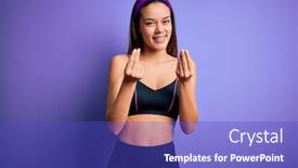 Presentation with purple business - Presentation theme with young-beautiful-sporty-girl-doing background and a cobalt blue colored foreground
