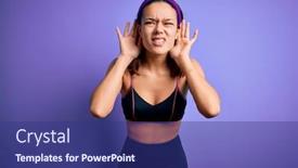  Presentation with deaf - Presentation design enhanced with young-beautiful-sporty-girl-doing background and a navy blue colored foreground