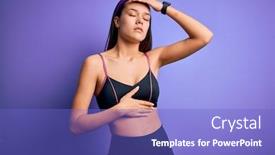  Presentation with fever - Cool new PPT theme with young-beautiful-sporty-girl-doing backdrop and a cobalt blue colored foreground