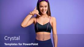  Presentation with sport - PPT theme consisting of young-beautiful-sporty-girl-doing background and a navy blue colored foreground