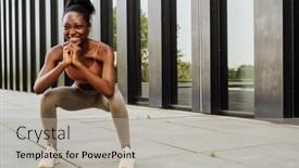  Presentation with modern building - PPT theme enhanced with young-beautiful-sporty-smiling-african background and a light gray colored foreground