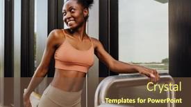  Presentation with railing - Slides with young-beautiful-sporty-smiling-happy background and a tawny brown colored foreground