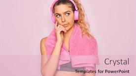  Presentation with blue music - Cool new PPT theme with young-beautiful-sporty-woman backdrop and a lemonade colored foreground